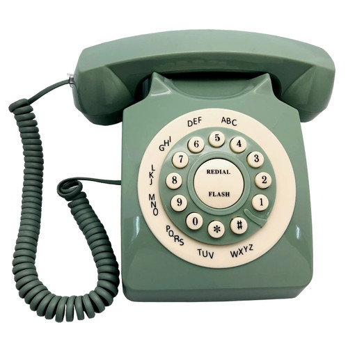 HUMZGHG 1960s Retro Phone/Old-School Dial Button Phone/Classic Landline Phone/Vintage Corded Telephone with Redial Function for Home,Office,Hotel?Green?