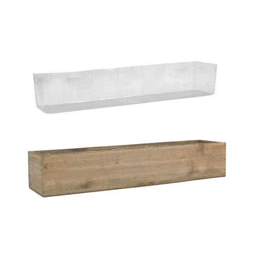 CYS EXCEL Rectangle Wood Planter Box with Removable Plastic Liner (H:4" Open:28"x5") | Multiple Size Choices Wood Rectangular Planter | Indoor Decorative Window Box