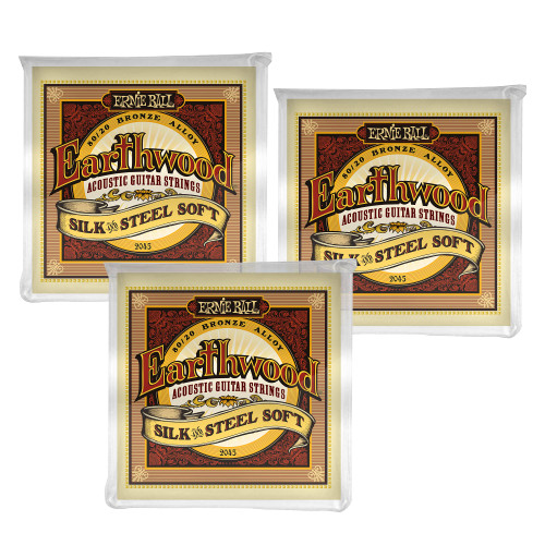 3 PACK Ernie Ball P02051 Earthwood Silk and Steel 12-String Soft Acoustic Set.009 - .046