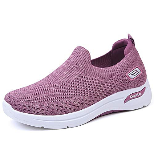 Noapasa Women Fashion Sneakers Walking Tennis Shoes Non Slip Lightweight Breathable Mesh Running Shoes Loafers Purple