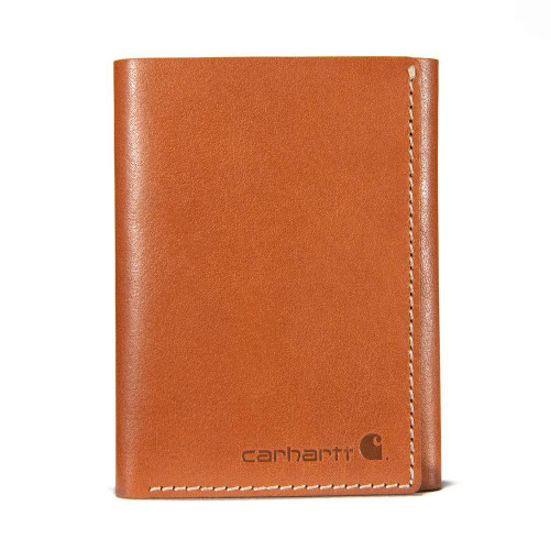 Carhartt Men's Trifold, Durable Wallets, Available Canvas Styles, Buff Tanned Leather Rough Cut (Tan), One Size