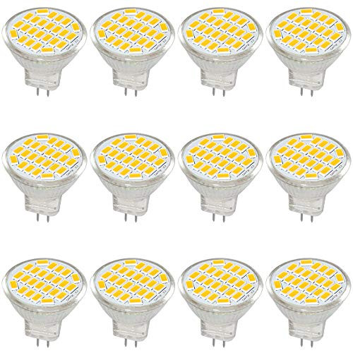 Jenyolon MR11 GU4 LED Bulb Light Lights Warm White DC/AC 10-30V 3W, DC/AC 12V, 24V, 30W Halogen Bulb Equivalent, 400 Lumens, 3000K, 110° Beam Angle, Kit, Landscape Bulb, LED Replacement,12 Pack