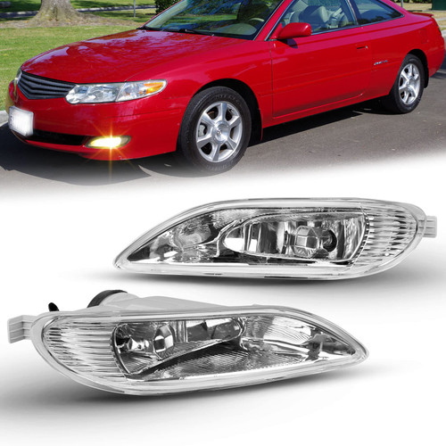 TENTIONAUTO Fog Lights Assembly Replacement For 2005 2006 2007 2008 Corolla 2002 2003 2004 Toyota Camry 2002 2003 Solara With 9006 12V 55W Halogen Bulb Included Switch And Wiring Kit (Clear Lens)
