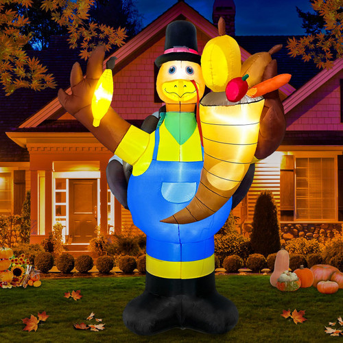 OurWarm 8FT Thanksgiving Inflatables Outdoor Decorations,Inflatable Turkey Blow up Yard Decorations with LED Lights and Cornucopia for Indoor Outdoor Thanksgiving Fall Autumn Yard Lawn Party Decor OurWarm 8FT Thanksgiving Inflatables Outdoor Decorations,Inflatable Turkey Blow up Yard Decorations with LED Lights and Cornucopia for Indoor Outdoor Thanksgiving Fall Autumn Yard Lawn Party Decor