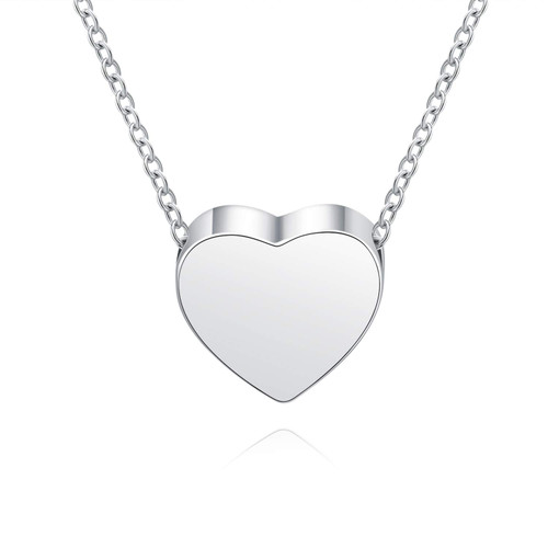 BEILIN 925 Sterling Silver Urn Necklace for Ashes for Women Keepsake Memorial Heart Cremation Jewelry for Ashes(Simple heart)