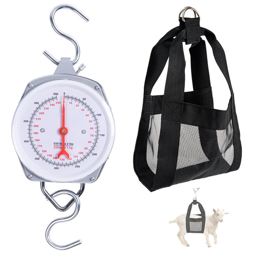 Yogayet Mechanical Hanging Scales 550lb/250kg, Calf Sling and Hanging Weight Scale 2 in 1 Kit, Weighing Sling for Calves Lambs Goats Newborn Livestock Dogs, High Accuracy Spring Dial Weight Scale