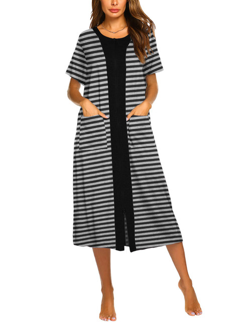 Ekouaer Womens, Nightgown Nightshirt, Long Sleepwear Shirt, Patchwork Short Sleeve Loungewear with Pockets, Black, XX-Large Ekouaer Womens, Nightgown Nightshirt, Long Sleepwear Shirt, Patchwork Short Sleeve Loungewear with Pockets, Black, XX-Large