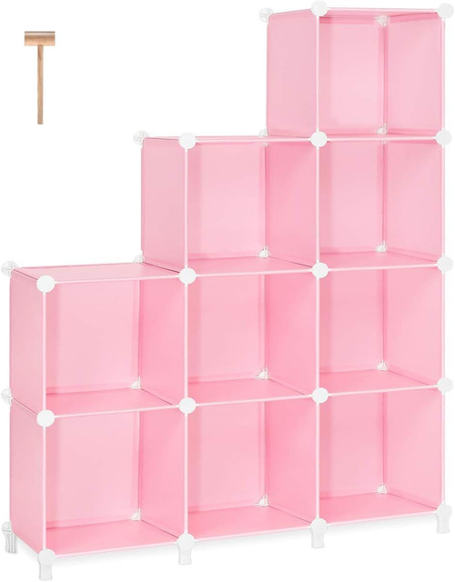 TomCare Cube Storage Organizer 9-Cube Closet Organizer and Storage Shelves Bookshelf Cubes Organizer Plastic Book Shelf Bookcase DIY Square Closet Cabinet Shelves for Bedroom Office, Pink TomCare Cube Storage Organizer 9-Cube Closet Organizer and Storage Shelves Bookshelf Cubes Organizer Plastic Book Shelf Bookcase DIY Square Closet Cabinet Shelves for Bedroom Office, Pink