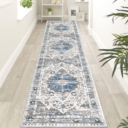 Ileading Grey Runner Rug for Hallway 2' x 8' Washable Kitchen Runner Rug Long Runner Rug with Rubber Backing Non Slip Floor Runner Carpet for Entryway Hallway Bathroom Bedroom Laundry Room