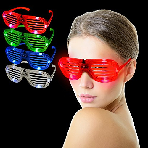 Fun Central T001 LED Light Up Slotted Shades - Assorted Colors 12ct