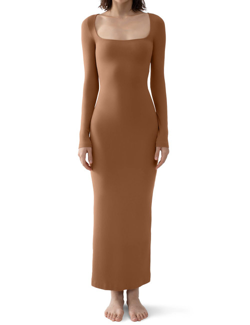 PUMIEY Long Sleeve Dress for Women Maxi Dress Sexy Bodycon Dresses for Women Wedding Guest Dresses Brown Dress Caramel Small PUMIEY Long Sleeve Dress for Women Maxi Dress Sexy Bodycon Dresses for Women Wedding Guest Dresses Brown Dress Caramel Small