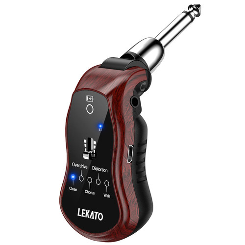 LEKATO Guitar Headphone Amp,Mini Guitar Headphone Amplifier Rechargeable Guitar Practice Amplifier with Bluetooth Receiver Clean Chorus Overdrive Distortion and Wah