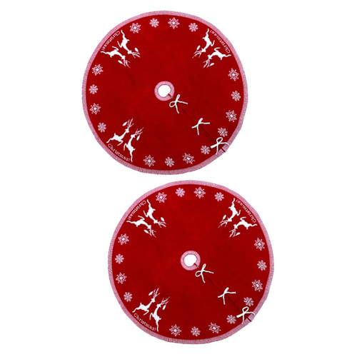 BESTOYARD 2pcs Christmas Tree Tree Skirt Christmas Tree Mat Xmas Tree Skirt Christmas Tree Skirt Pattern Christmas mat Snowflake Xmas Tree Apron White Ornament red Decorations Rural Roving
