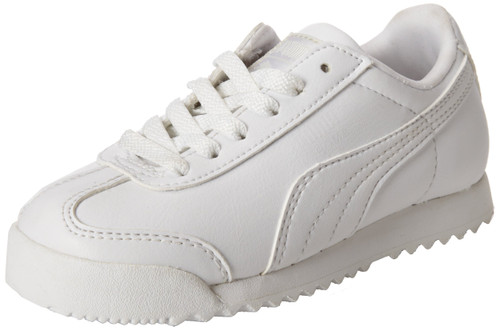 PUMA Roma Basic JR Sneaker (Little Kid/Big Kid) , White/Light Gray, 4.5 M US Big Kid
