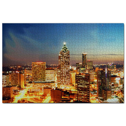USA America Atlanta Georgia Skyline Jigsaw Puzzle for Adults 1000 Piece Wooden Travel Gift Souvenir