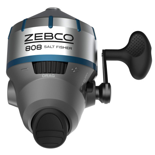 Zebco 808 Saltwater Spincast Fishing Reel, Stainless Steel Reel Cover with ABS Insert, Quickset Anti-Reverse and Bite Alert, Pre-spooled with 20-Pound Cajun Fishing Line, Clam Pack, Silver