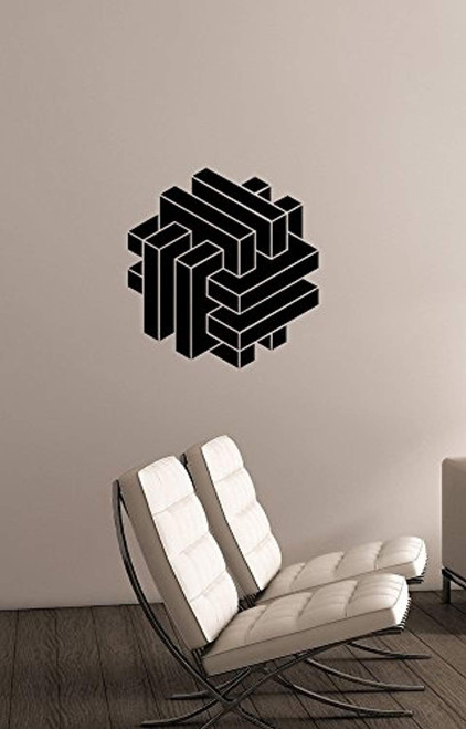 Cube Optical Illusion Vinyl Decal Visual Impossible Geometric Wall Sticker Cubical Art Abstract Decorations for Home Room Bedroom Office Decor Ideas oi5