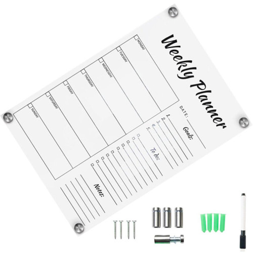 MAGICLULU 5 Sets Message Writing Board Dry Erase Calendar Board Weekly Dry Erase Board Erasable Note Board Weekly Planner Board Dry Erase Weekly Planner Wall Whiteboard Child Meal Acrylic