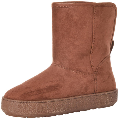 Amazon Essentials Women's Shearling Boot, Chestnut Brown Microsuede, 11.5 Wide