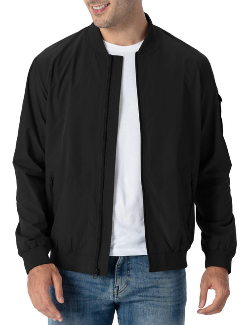 Rdruko Men's Windbreaker Lightweight Bomber Jacket Causal Fashion Light Jacket(Black, US L)