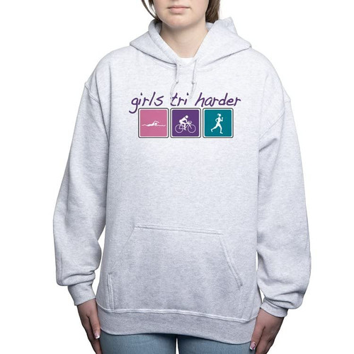 CafePress Girls Tri Harder Sweatshirt Women's Hoodie Pullover Sweatshirt Ash Gray