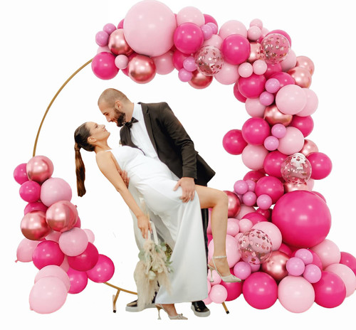 Homcosan Round Backdrop Stand 6.6ft Metal Balloon Arch Stand Circle Backdrop Stand Frame Wedding Arches for Ceremony, Baby Shower