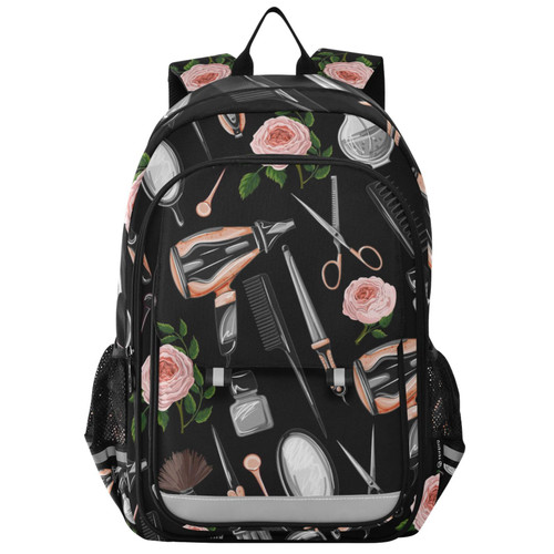 Glaphy Hairdresser Tools Equipment Pattern Backpack School Bag Lightweight Laptop Backpack Students Travel Daypack with Reflective Stripes