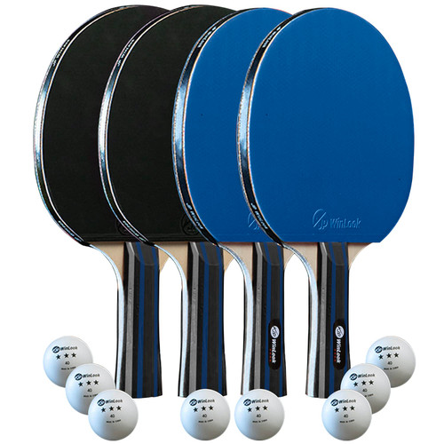 JP WinLook Ping Pong Paddles Set of 4 - Portable Table Tennis Paddle Set with Ping Pong Paddle Case & 8 Ping Pong Balls. Premium Table Tennis Racket 4 Player Set for Indoor & Outdoor Games (Blu/Blk) JP WinLook Ping Pong Paddles Set of 4 - Portable Table Tennis Paddle Set with Ping Pong Paddle Case & 8 Ping Pong Balls. Premium Table Tennis Racket 4 Player Set for Indoor & Outdoor Games (Blu/Blk)