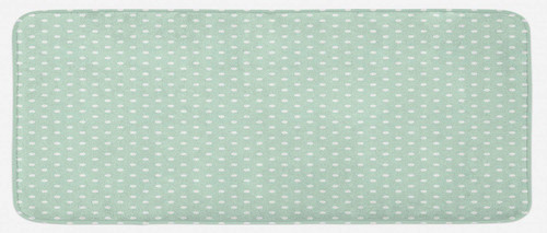 Ambesonne Green Kitchen Mat, Retro Style Themed Pattern with Little White Polka Dots Pastel, Plush Decorative Kitchen Mat with Non Slip Backing, 47" X 19", Mint Green