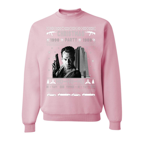 wild custom apparel Nakatomi Christmas Party 1998 Ho-Ho-Ho Ugly Christmas Crewneck COLLECTION 2 Sweatshirt, Light Pink, 3XL