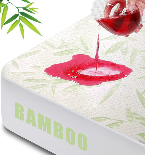Waterproof Mattress Protector Full Size, Rayon Made from Bamboo, Cooling Breathable Mattress Cover, Deep Pocket Mattress Pad Cover Stretches up to 21 Inches, Noiseless Bed Cover Waterproof Mattress Protector Full Size, Rayon Made from Bamboo, Cooling Breathable Mattress Cover, Deep Pocket Mattress Pad Cover Stretches up to 21 Inches, Noiseless Bed Cover