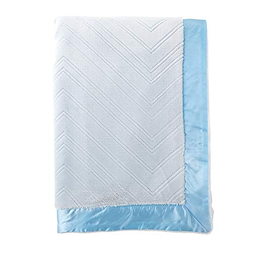 Stephan Baby Super-Soft Satin-Edged Sculpted Fleece Crib Blanket, Blue