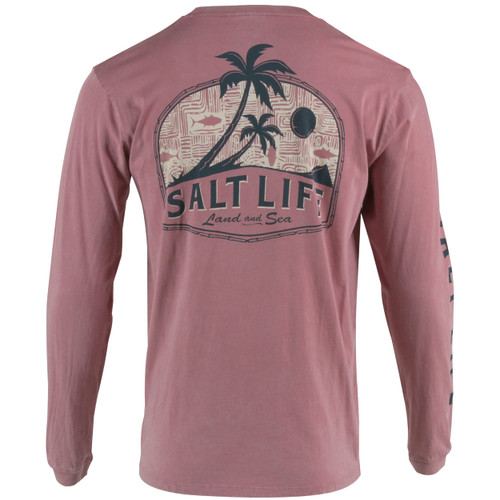 Salt Life Mens Land and Sea Long Sleeve Salt Washed Pocket Tee T Shirt, Dark Mauve, XX-Large US