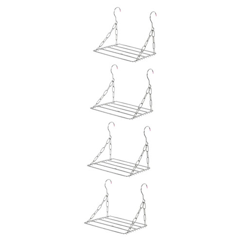 Cabilock 4pcs Clothes Drying Rack Folding Indoor Clothes Dryer Laundry Garment Dryer Balcony Drying Rack Laundry Rack Multi Purpose Hanger Drying Rack Clothing Socks Shoes Stainless Steel