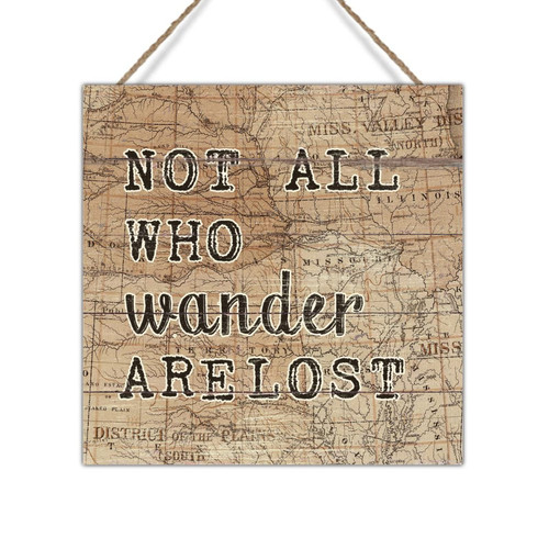 Swavecat Not All Who Wander are Lost Wooden Sign Vintage Adventure Old Map Travel Antique Wood Plaque Chic Rustic Wall Decor Wood Signs for Laundry Room Bedroom 16x16in Travel Lover Home Gift