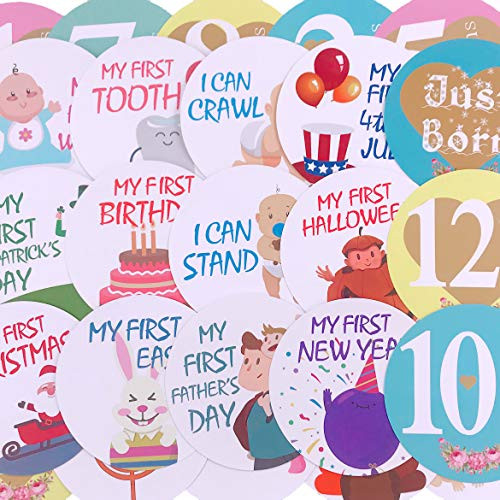 Baby Monthly Stickers,32pcs Milestone Stickers First Year Baby Stickers Photo Picture Props for Baby Boy or Girl