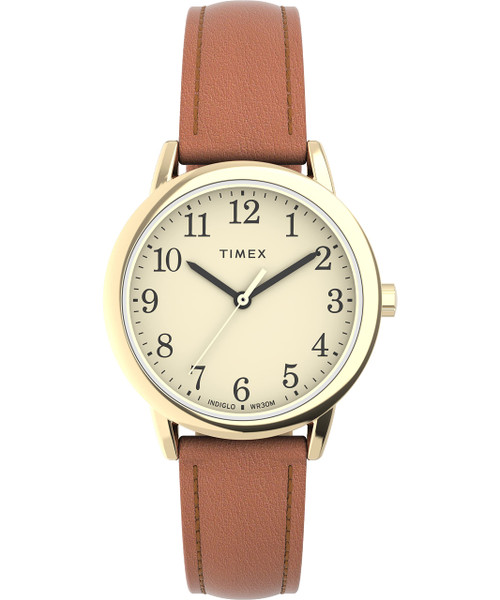 Timex Women's Easy Reader 30mm Watch - Brown Strap Cream Dial Gold-Tone Case