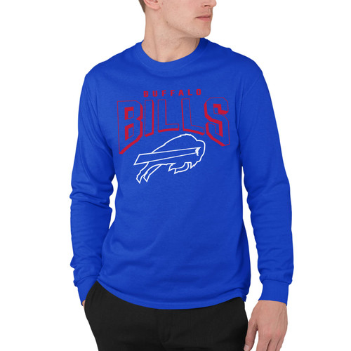 Junk Food Clothing x NFL - Buffalo Bills - Bold Logo - Unisex Adult Long Sleeve T-Shirt for Men and Women - Size Large