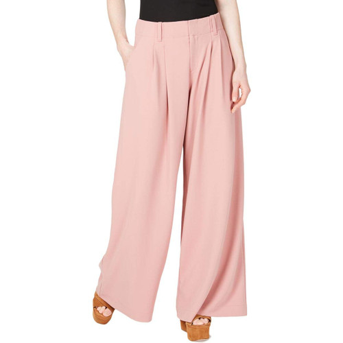 Bar III Womens Pleated Wide Leg Dress Pants Pink 6