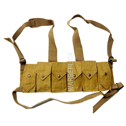 Rhodesian FAL / G3 / M14 Bush War Magazine Chest Rig with Grenade Pocket - Reproduction Khaki