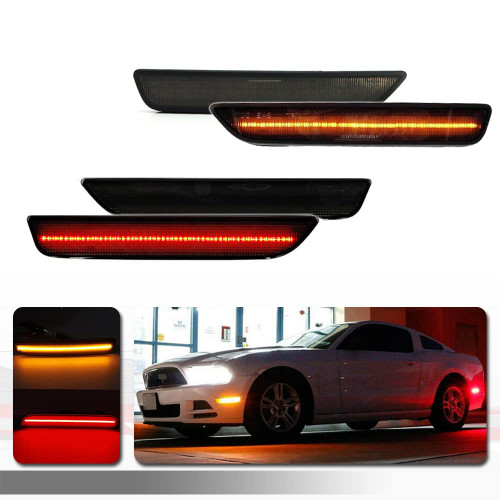 Tonsya For 2010 2011 2012 2013 2014 2015 Chevrolet Camaro Front Rear Bumper Side Marker Lights Full Amber & Red Led Lamps Smoked Lens 4 pcs