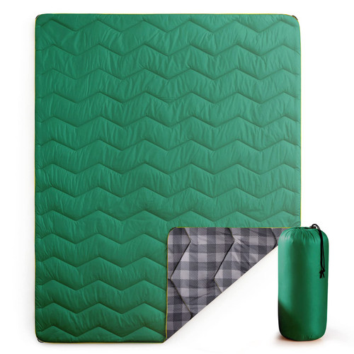 Deodar Camping Blankets Packable Backpacking Compact Puffy Quilt Hiking Stadium Travel Trip Lightweight & Waterproof Outdoor Warm Camping Blankets for Cold Weather Green Camp Blanket