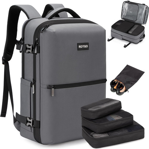 RDTGO Carry on Backpack, 40L Flight Approved Travel Backpack for Men & Women, Expandable luggage Backpack with 4 Packing Cubes, 17 inch Laptop Backpack,Water-Resistant Business Daypack Weekender Bag RDTGO Carry on Backpack, 40L Flight Approved Travel Backpack for Men & Women, Expandable luggage Backpack with 4 Packing Cubes, 17 inch Laptop Backpack,Water-Resistant Business Daypack Weekender Bag
