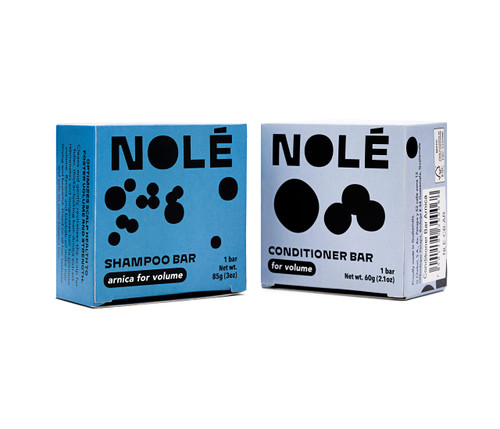 NOLE Shampoo and Conditioner Bar Set, Arnica for Volume, Weightlessly Nourishes and Adds Volume | Sustainable, 100% Plastic Free Packaging, Eco-Friendly | 5.12 oz