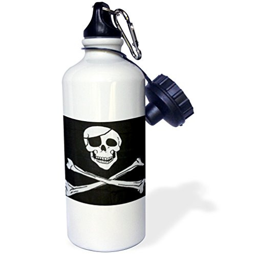 3dRose wb_24263_1 Biohazard Symbol Glowing on Black Background Sports Water Bottle, 21 oz, White