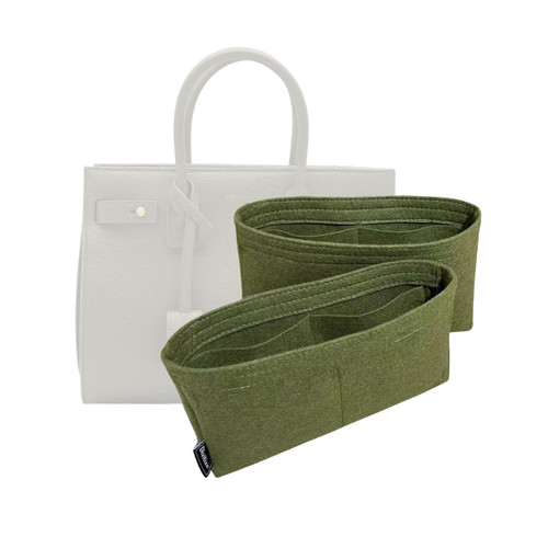 Purse Organizer for Ysl Sac du Jour Bag Organizer, Nano Sac de Jour Bag Organizer, Baby Sac de Jour Insert, 2mm Felt Snug Gold Zipper (For Medium Sac De Jour, Mint)