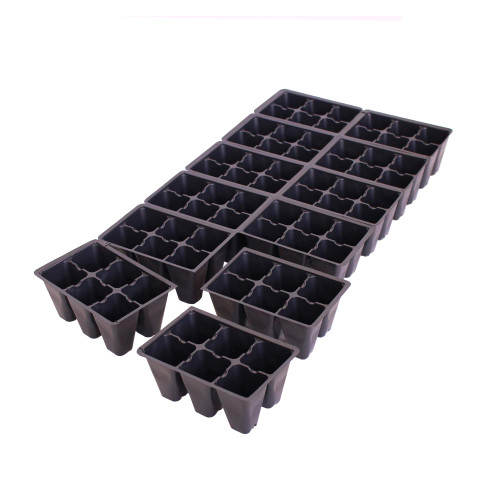 Handy Pantry Black Plastic Garden Tray Inserts - 20 Sheets of 72 Planting Pot Cells Each - 2x3 Nested x12 Configuration - Perforated - Nursery, Greenhouse, Gardening