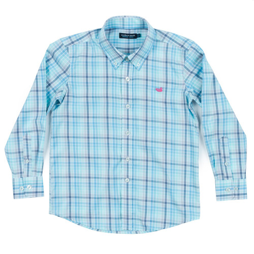 Youth Mansur Windowpane, Slate and Mint, Youth Medium