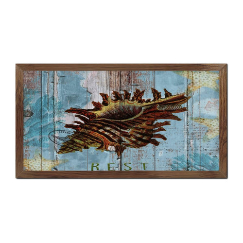 Nautical Beach Ocean Theme Underwater Sea Snail Wood Framed Printed Sign Home Decoration Modern Coral And Sea Fish And Turtles Signs Decorative Wood Signs for Offices Laundry Front Porch 12x22in