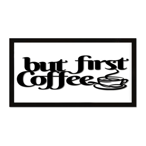 But First Coffee Framed Wood Sign Plaque Primitive Decor Funny Coffee Cup Kitchen Restaurant Signs Positive Wood Signs for Laundry Bedroom Window 12x22in